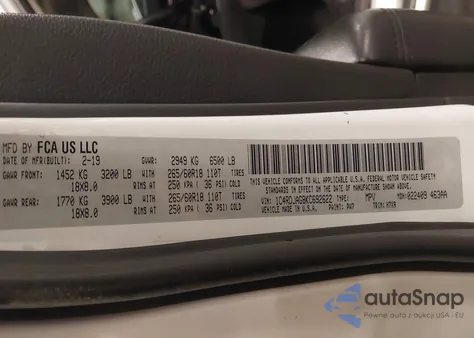 2019 Dodge Durango Sxt Awd from USA, damaged, VIN 1C4RDJAG8KC692622